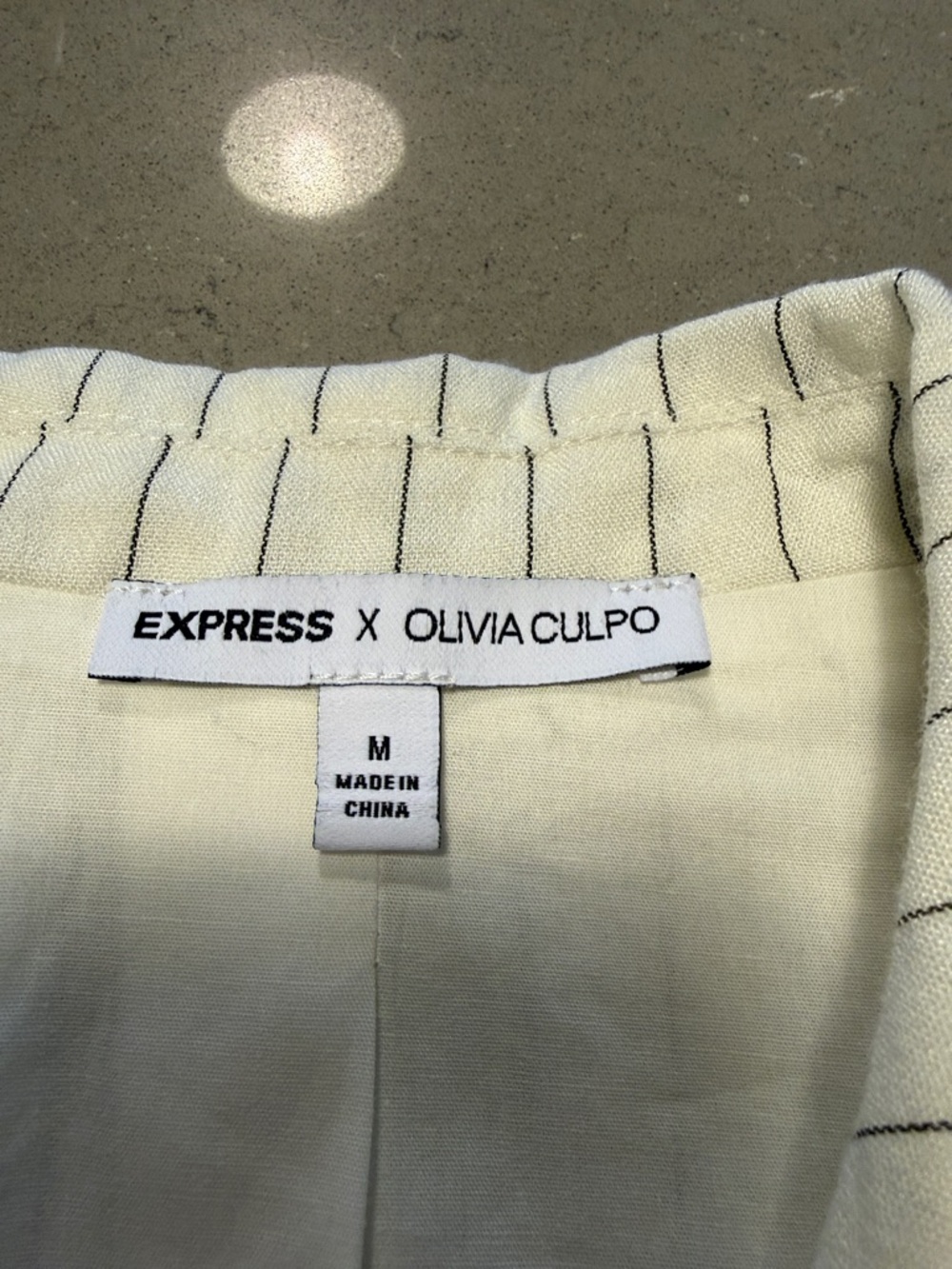 Express Cream Pinstripe Double-Breasted Blazer - Picture 2 of 8